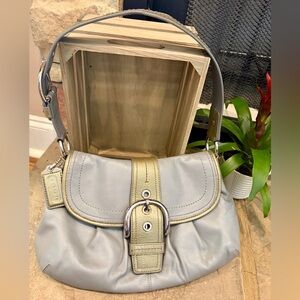 COACH Vintage Gray Leather Soho
Leather Buckle Flap Handbag